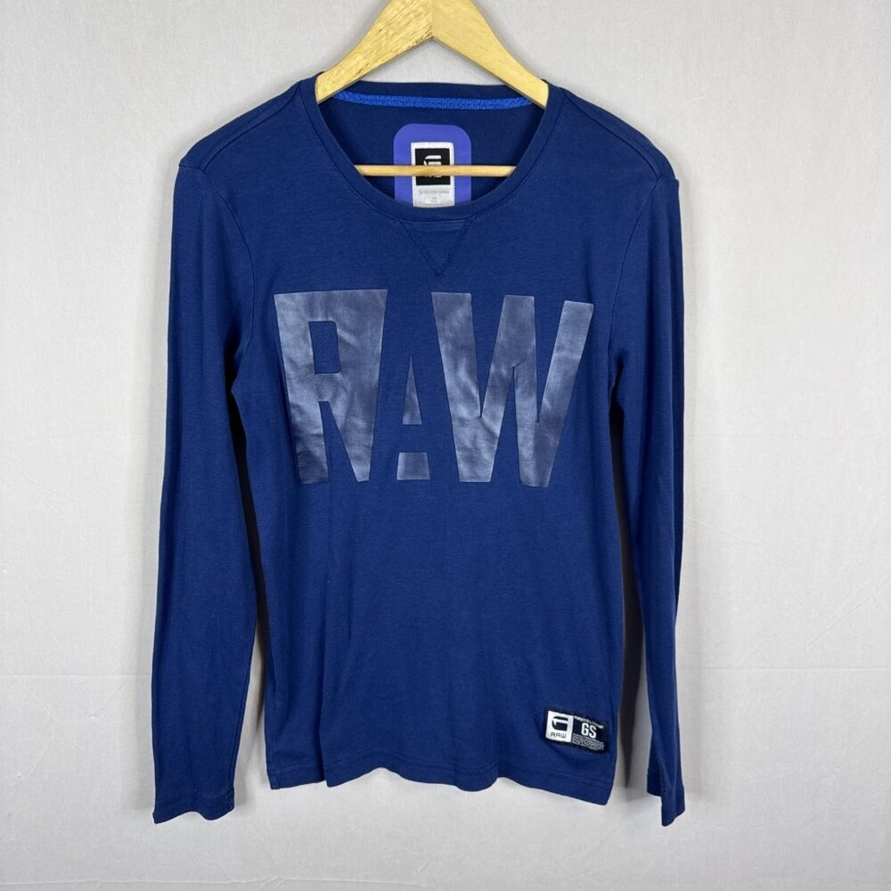 G-Star RAW Long Sleeve T-Shirt Men’s L‎ Blue RAW Logo Graphic